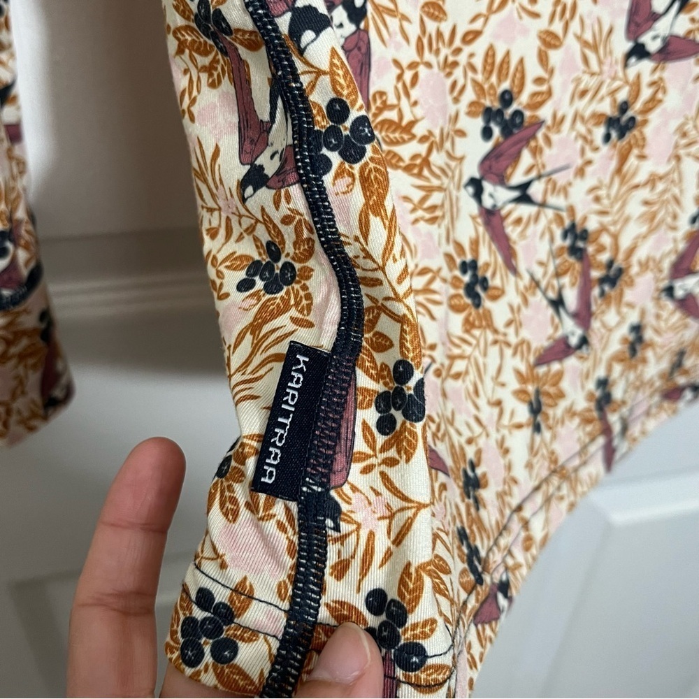 KARI TRAA Women Bird Print Long Sleeve Top | size small - Picture 7 of 11